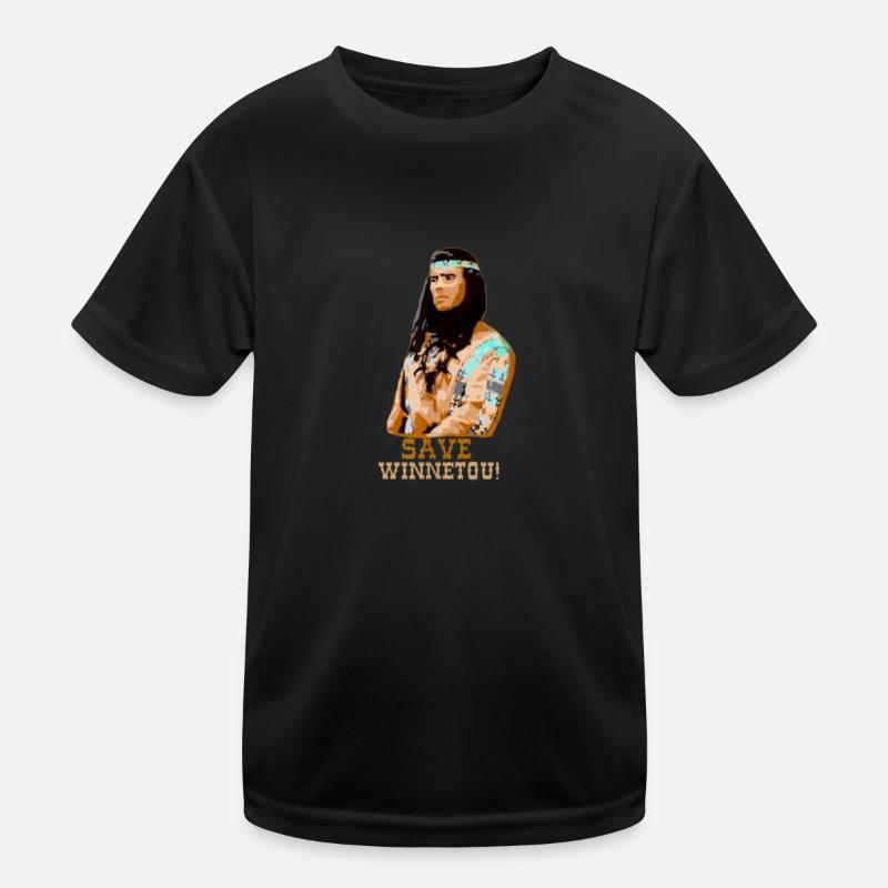 save winnetou,winnetou,indianer,illustration - Kinder Funktions-T-Shirt - Schwarz