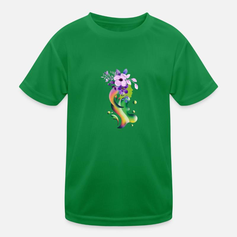 Ein Mädchen mit Blumen Schwebendes Mädchen Kinder Funktions-T-Shirt