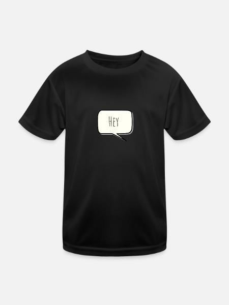 Hey - Kinder Funktions-T-Shirt - Schwarz - Vorne