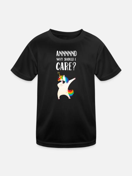 Annnnnd Warum sollte ich mich für Einhorn interessieren? - Kinder Funktions-T-Shirt - Schwarz - Vorne