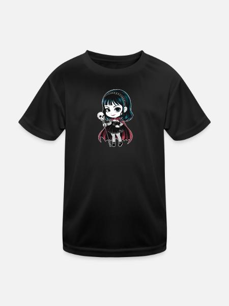 Chibi Goth Girl - Kids Functional T-Shirt - black - Front