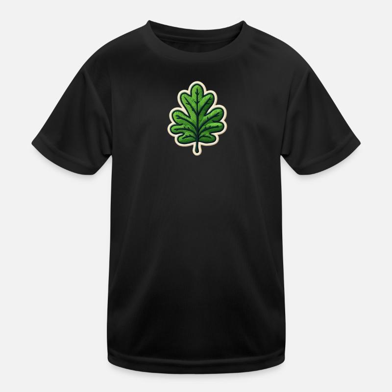 Grünes Blatt Patch - Kinder Funktions-T-Shirt - Schwarz