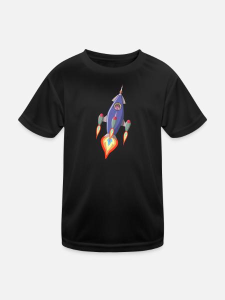 Astronaute de vaisseau spatial de fusée - T-shirt sport Enfant - noir - Devant