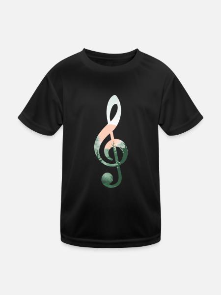 Treble Clef Landscape - Kids Functional T-Shirt - black - Front