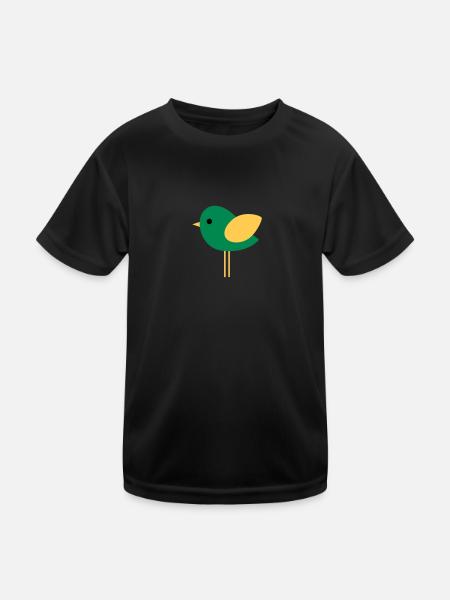 Vogel - Kinder Funktions-T-Shirt - Schwarz - Vorne