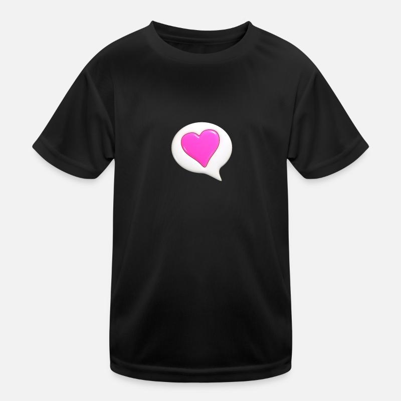 Pink colored heart in white speech bubble - Kids Functional T-Shirt - black