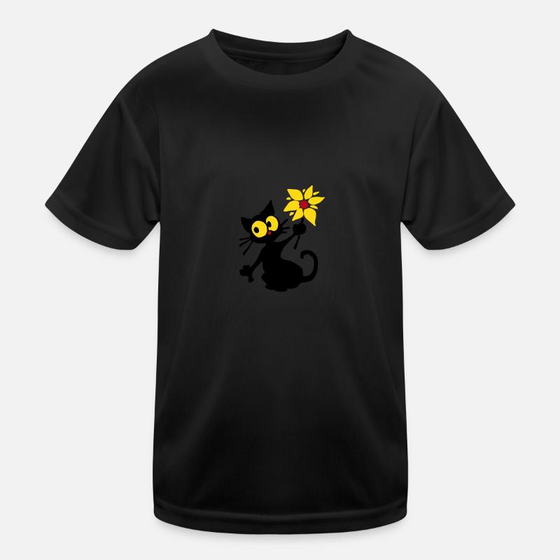 Kätzchen mit Blume Kinder Funktions-T-Shirt