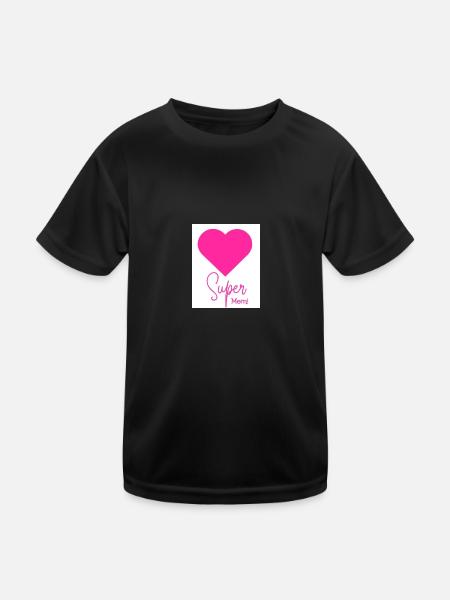Super Mom - Kinder Funktions-T-Shirt - Schwarz - Vorne