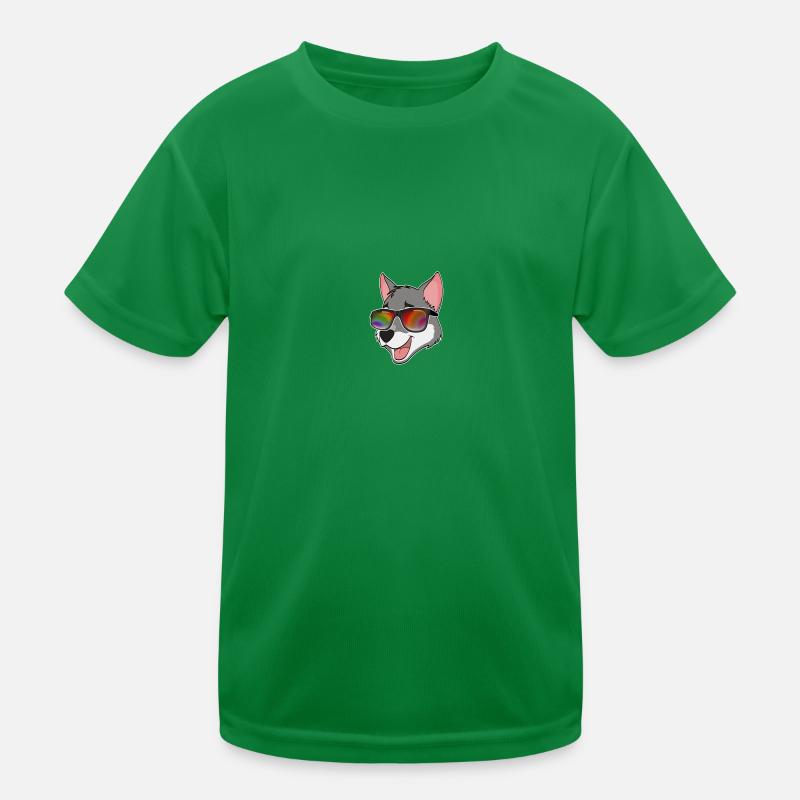 Cooler Wolf mit Sonnenbrille Sommer Comic Kinder Funktions-T-Shirt