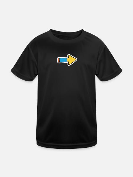 Comic Pfeil Richtung Rechts - Kinder Funktions-T-Shirt - Schwarz - Vorne