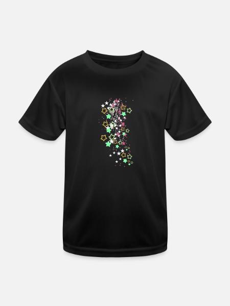 Stars, Sequins, Pink, Star, Colorful Stars - Kids Functional T-Shirt - black - Front
