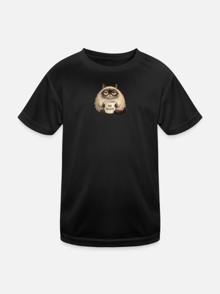Die unbeeindruckte Katze - Kinder Funktions-T-Shirt - Schwarz - Vorne