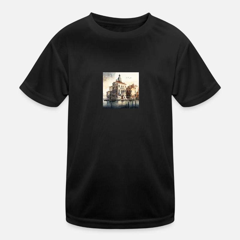 Venice Aquarell Gondolas Kids Functional T-Shirt