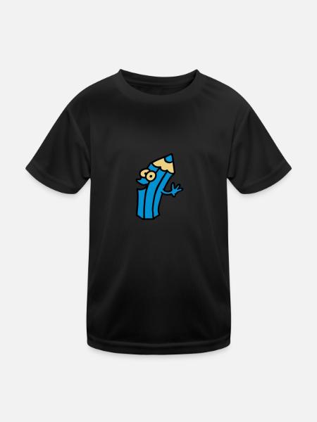 fröhlicher stift - Kinder Funktions-T-Shirt - Schwarz - Vorne