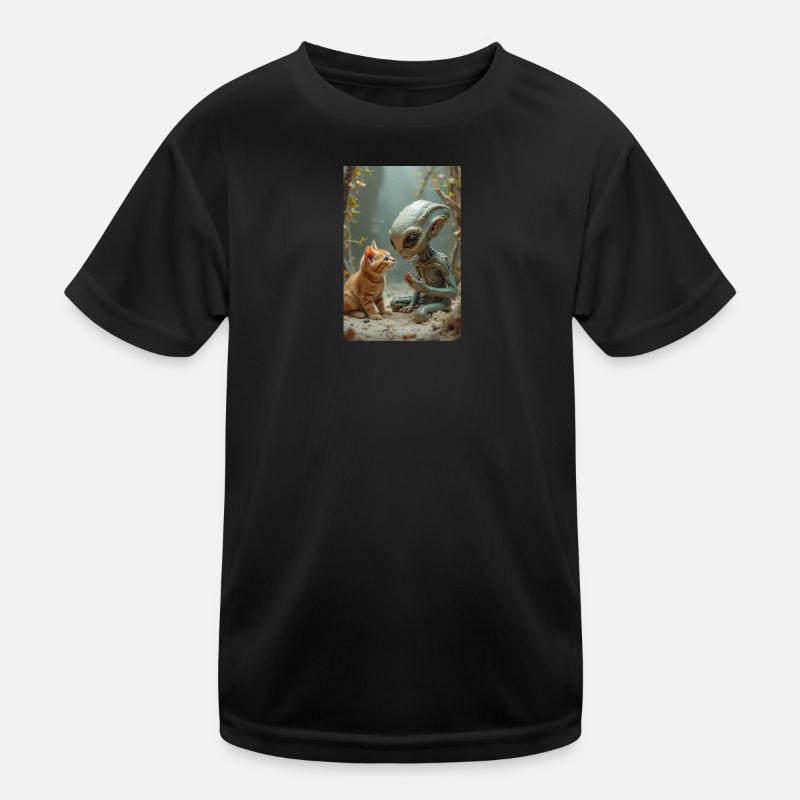 Außerirdische Kreatur mit Katzengefährte Kinder Funktions-T-Shirt