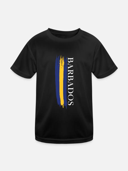 Barbados skizzierte Landesfarben - Kinder Funktions-T-Shirt - Schwarz - Vorne
