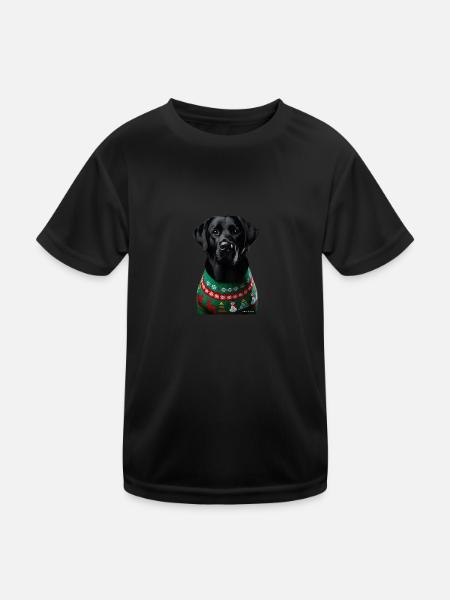 Labrador schwarz Weihnachten - Kinder Funktions-T-Shirt - Schwarz - Vorne