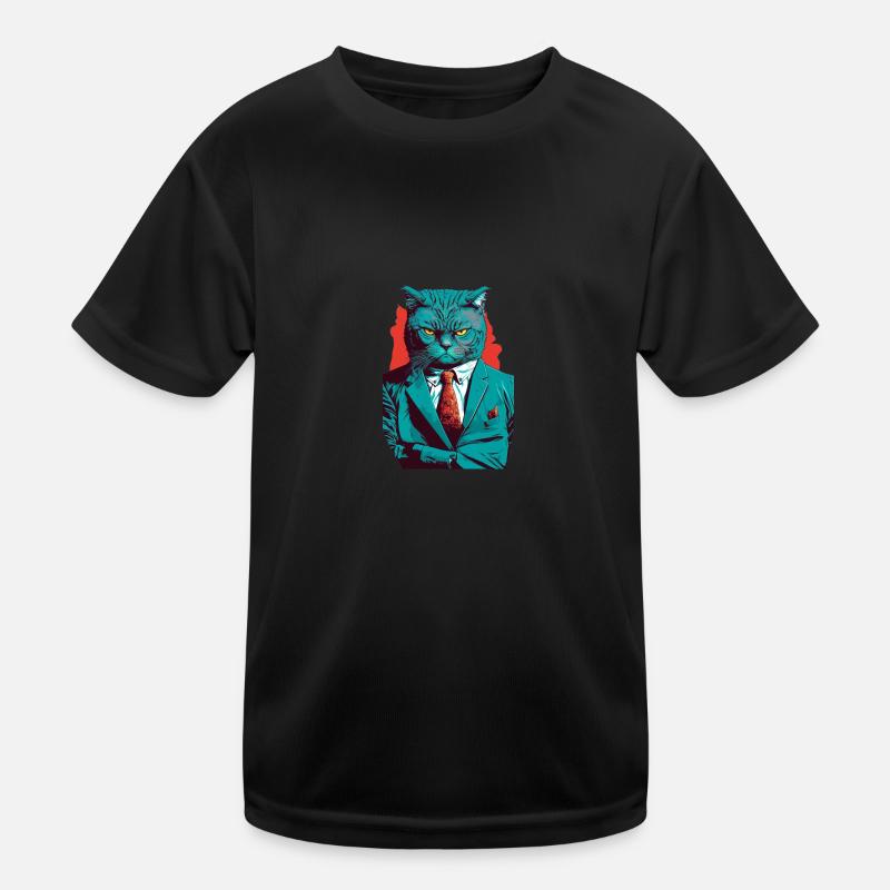 Serious boss cat in a suit Kinder Funktions-T-Shirt