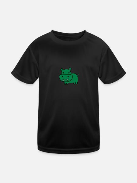 cute hippo color - Kinder Funktions-T-Shirt - Schwarz
