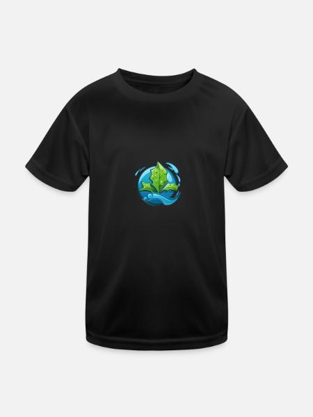 Eco: Water & Leaf - Kids Functional T-Shirt - black - Front