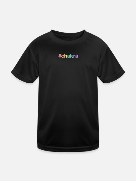 CHAKRA Hashtag - Kinder Funktions-T-Shirt - Schwarz - Vorne
