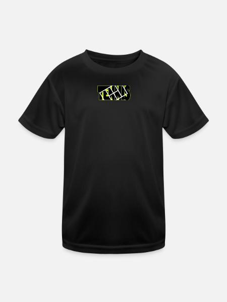 TENNIS-Neon-Raster-Overlay - Kinder Funktions-T-Shirt - Schwarz