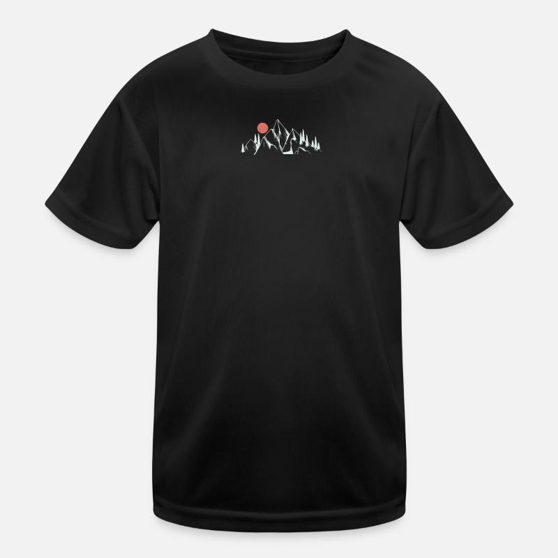 Strichzeichnungen der Bergdämmerung Kinder Funktions-T-Shirt