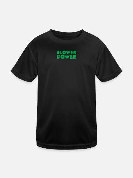 FLOWER POWER - Kinder Funktions-T-Shirt - Schwarz - Vorne