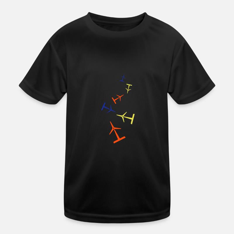 Wind turbine silhouette Kids Functional T-Shirt