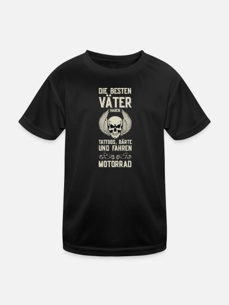 Vater Väter Bart Tattoos Motorrad Biker Vatertag - Kinder Funktions-T-Shirt - Schwarz - Vorne