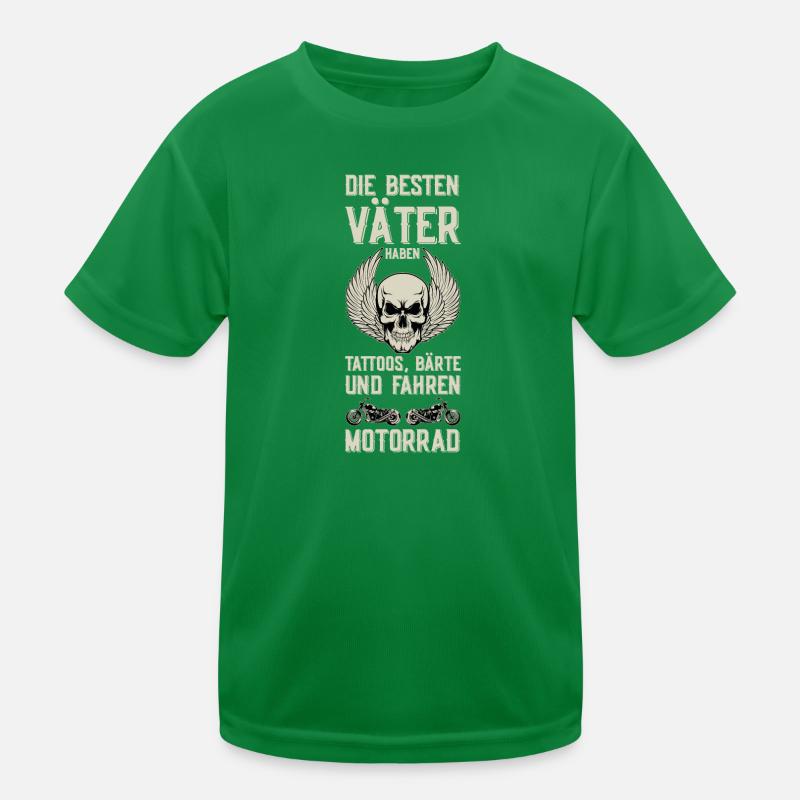 Vater Väter Bart Tattoos Motorrad Biker Vatertag Kinder Funktions-T-Shirt
