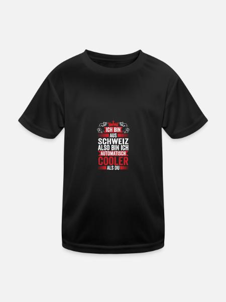 Schweizer Schweiz - Kinder Funktions-T-Shirt - Schwarz - Vorne