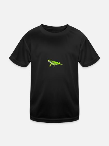 Leguan - Kinder Funktions-T-Shirt - Schwarz - Vorne