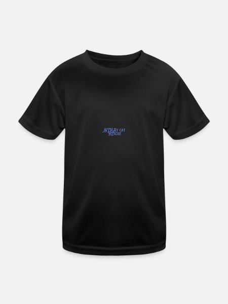 Stray Cat Rescue Schriftzug - Kinder Funktions-T-Shirt - Schwarz - Vorne