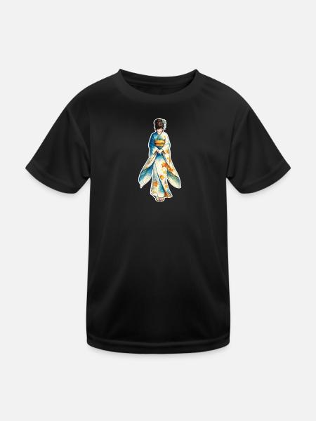 Kimono . 1 - Kinder Funktions-T-Shirt - Schwarz - Vorne