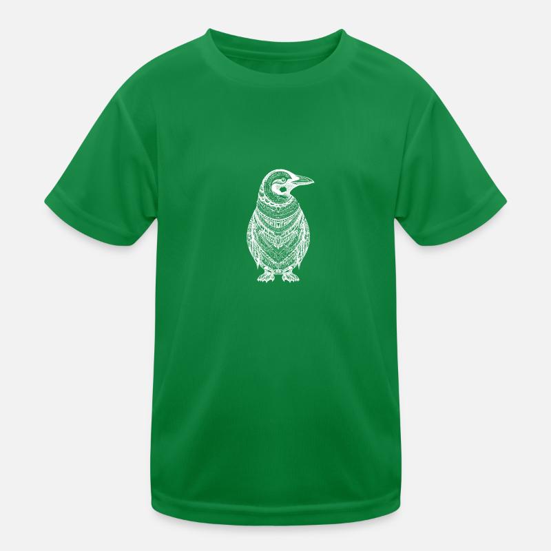 Cooler Pinguin mit Boho Ethno Mustern in weiß Kinder Funktions-T-Shirt