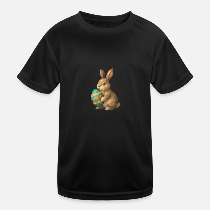 Geometric Easter Bunny - Kids Functional T-Shirt - black