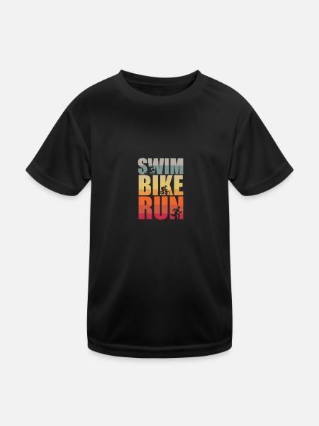 Triathlon, Swimming, Cycling, Running, Sports - Kids Functional T-Shirt - black - Front