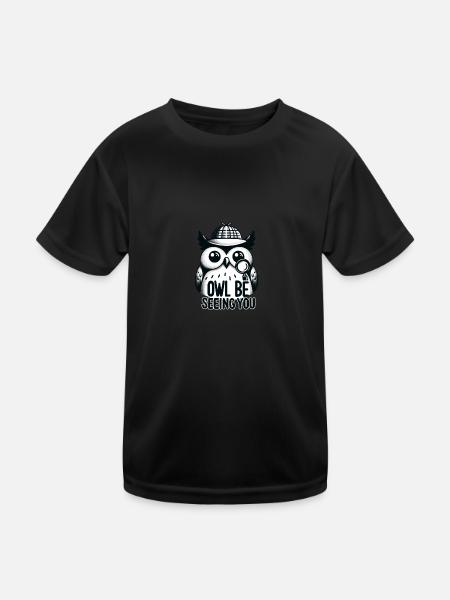 Owl beseeing you - Kids Functional T-Shirt - black