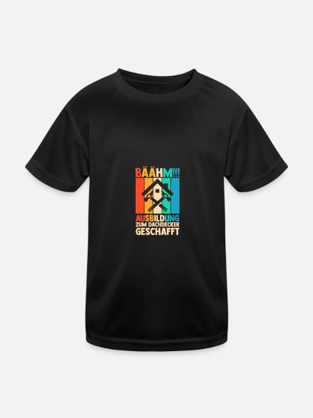 Roofing training apprentice Auzbi roofer - Kids Functional T-Shirt - black - Front