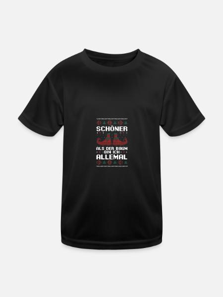 Weihnachtsmann Weihnachtsfest Ugly Christmas - Kinder Funktions-T-Shirt - Schwarz - Vorne
