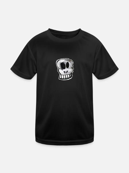 TOMZOFF Schädel Skull - Kinder Funktions-T-Shirt - Schwarz - Vorne