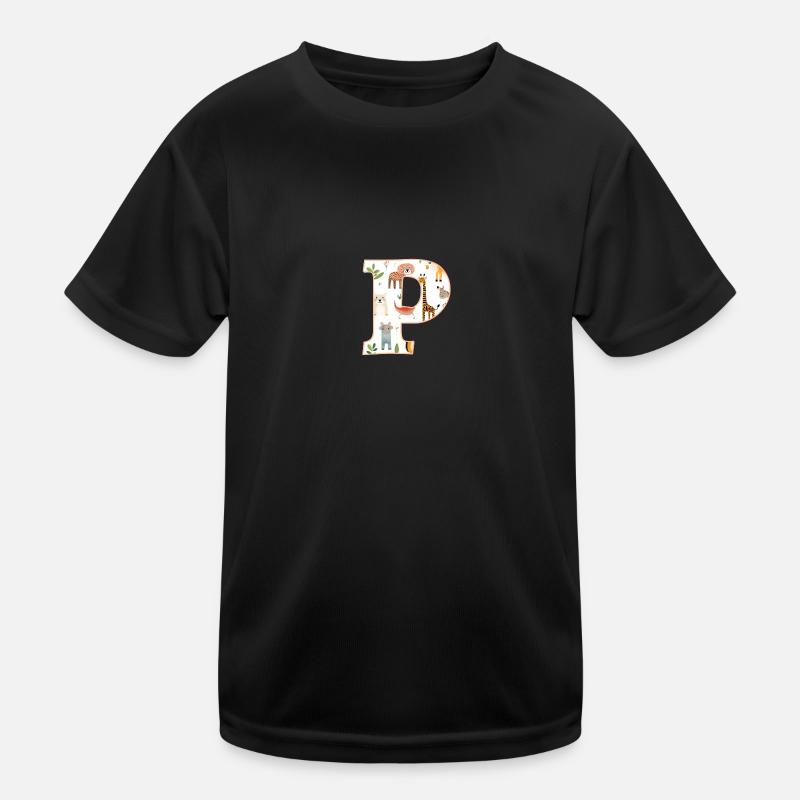 Buchstabe P, Monogramm, Tiermuster Kinder Funktions-T-Shirt