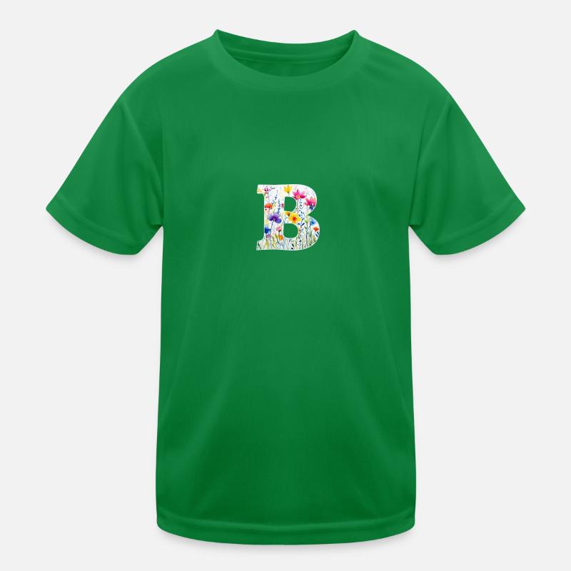 Buchstabe B, Monogramm, Blumenmuster Kinder Funktions-T-Shirt