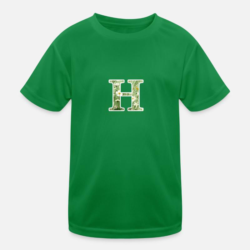 Buchstabe H, Monogramm, Blumenmuster Kinder Funktions-T-Shirt