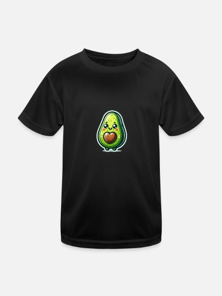 Süße Avocado - Kinder Funktions-T-Shirt - Schwarz