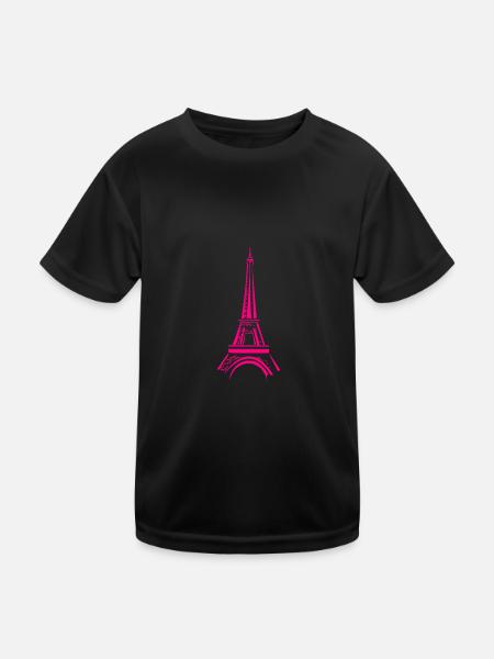Pink Eiffel Tower - Kids Functional T-Shirt - black - Front