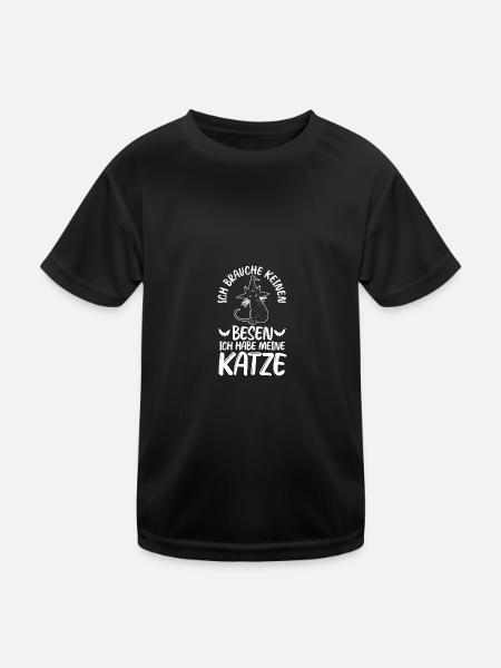 Katze Hexe Halloweenkostümkostüm Halloween - Kinder Funktions-T-Shirt - Schwarz - Vorne
