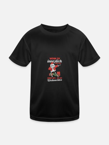 Weihnachtsmann Weihnachten - Kinder Funktions-T-Shirt - Schwarz - Vorne