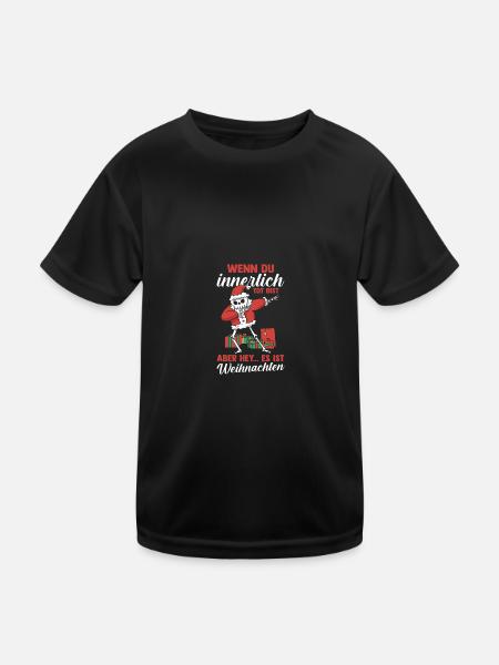 Weihnachtsmann Weihnachten - Kinder Funktions-T-Shirt - Schwarz - Vorne